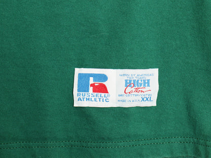 90s USA製 ラッセル ポケット付き 無地 半袖 Tシャツ メンズ XXL / オールド ヘビーウェイト コットン ポケT カットソー 大きいサイズ 緑