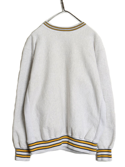 90s USA製 US NAVY 刺繍 スウェット メンズ XL / 古着 オールド リバース タイプ トレーナー ヘビーウェイト 裏起毛 USN 海軍 大きいサイズ