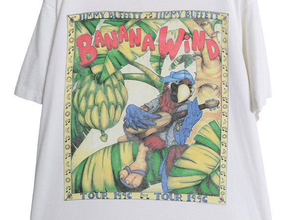 90s USA製 ジミー バフェット ツアー 両面 イラスト プリント Tシャツ メンズ L 程/ オールド バンド ロック オフィシャル グラフィック 白