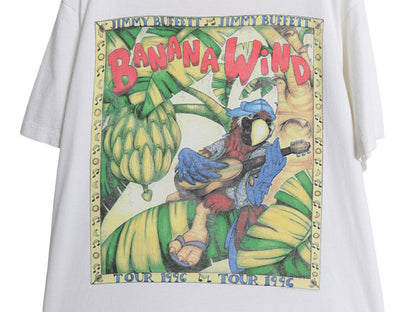 90s USA製 ジミー バフェット ツアー 両面 イラスト プリント Tシャツ メンズ L 程/ オールド バンド ロック オフィシャル グラフィック 白