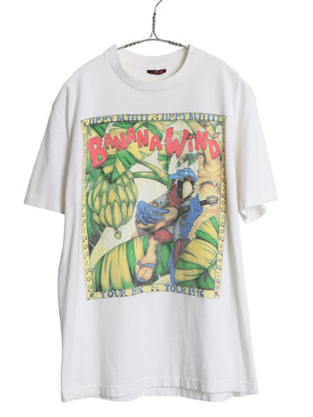 90s USA製 ジミー バフェット ツアー 両面 イラスト プリント Tシャツ メンズ L 程/ オールド バンド ロック オフィシャル グラフィック 白