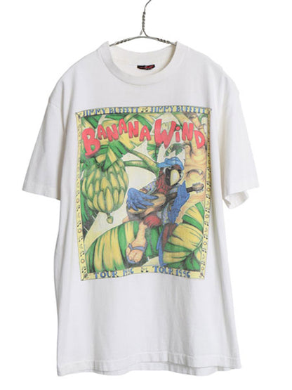 90s USA製 ジミー バフェット ツアー 両面 イラスト プリント Tシャツ メンズ L 程/ オールド バンド ロック オフィシャル グラフィック 白