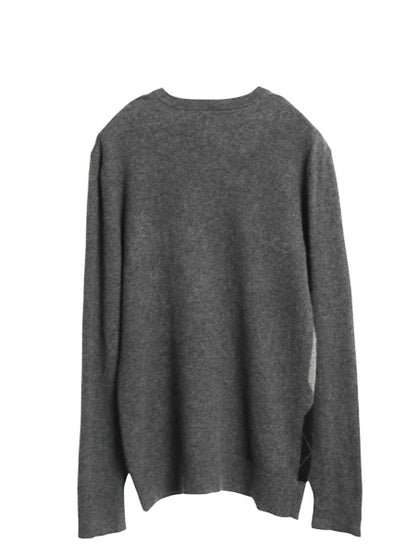 バナナリパブリック Vネック ニット セーター レディース M / 古着 アーガイル 高級 100% カシミヤ きれいめ シンプル 長袖セーター グレー