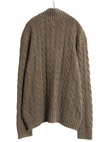 90s ポロ ラルフローレン ケーブル ニット セーター メンズ XXL オールド ハイネック 高級 100% シルク プルオーバー トグル 大きいサイズ