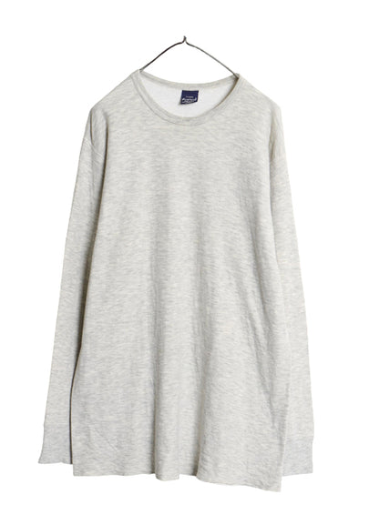 90s USA製 デュオフォールド 2レイヤー 長袖 Tシャツ メンズ XL オールド ロンT アンダーシャツ 無地 ストレッチ インナー 大きいサイズ 灰