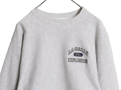 90s USA製 チャンピオン リバースウィーブ カレッジ 刺繍 スウェット メンズ XL オールド トレーナー クルーネック 裏起毛 灰 大きいサイズ