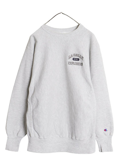 90s USA製 チャンピオン リバースウィーブ カレッジ 刺繍 スウェット メンズ XL オールド トレーナー クルーネック 裏起毛 灰 大きいサイズ