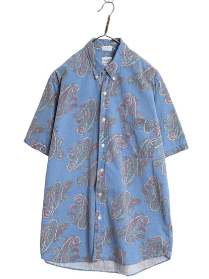 90s チャップス ラルフローレン 半袖 ボタンダウン シャツ メンズ L / オールド ポロ  ペイズリー 総柄 デザイン コットン BD 半袖シャツ