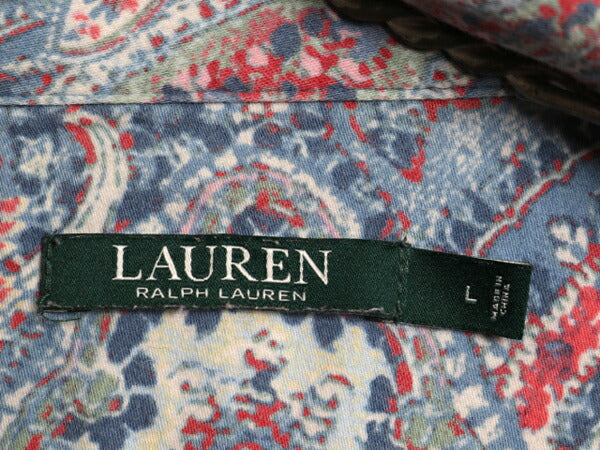 00s LAUREN ラルフローレン ペイズリー 総柄 パジャマ シャツ レディース L オールド ネルシャツ 長袖シャツ コットン レーヨン フランネル