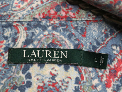 00s LAUREN ラルフローレン ペイズリー 総柄 パジャマ シャツ レディース L オールド ネルシャツ 長袖シャツ コットン レーヨン フランネル