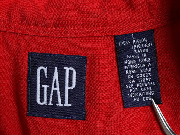 90s OLD GAP 100% レーヨン 刺繍入り 長袖 シャツ レディース L 古着 オールド ギャップ デザイン ブラウス ワンポイント 比翼 チュニック