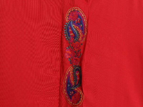 90s OLD GAP 100% レーヨン 刺繍入り 長袖 シャツ レディース L 古着 オールド ギャップ デザイン ブラウス ワンポイント 比翼 チュニック
