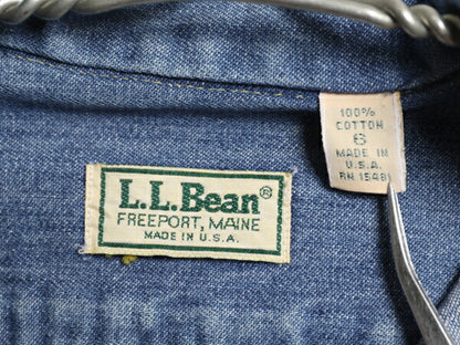 80s USA製 エルエルビーン 長袖 デニム シャツ ワンピース レディース M 程 古着 ヴィンテージ  LLBEAN ロングシャツ ワンピ ひざ丈 前開き