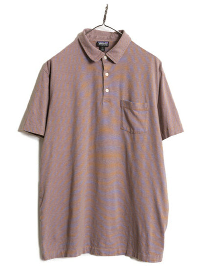 16年製 パタゴニア ポケット付き 半袖 ボーダー ポロシャツ メンズ L / Patagonia アウトドア 半袖シャツ スムース オーガニックコットン