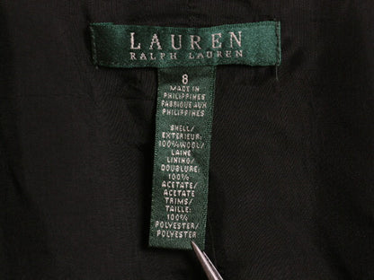 90s LAUREN ラルフローレン ストライプ テーラード ベスト レディース M 程 オールド ウール 前開き 重ね着 馬具 チェーン ビット ブラック
