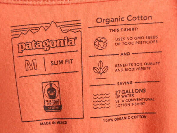 17年製 パタゴニア プリント 半袖 Tシャツ メンズ М Patagonia アウトドア フィッツロイ クレスト グラフィック スリム フィット オレンジ