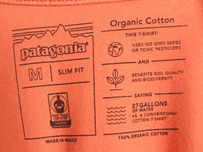 17年製 パタゴニア プリント 半袖 Tシャツ メンズ М Patagonia アウトドア フィッツロイ クレスト グラフィック スリム フィット オレンジ