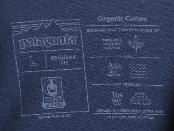 20年製 パタゴニア プリント 半袖 Tシャツ レディース L 古着 Patagonia アウトドア P-6 ボックスロゴ オーガニック コットン パステル 紺