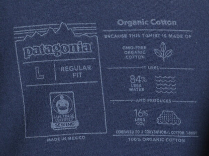20年製 パタゴニア プリント 半袖 Tシャツ レディース L 古着 Patagonia アウトドア P-6 ボックスロゴ オーガニック コットン パステル 紺