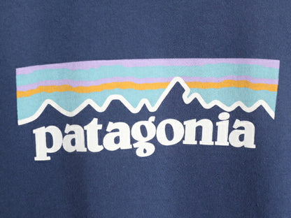 20年製 パタゴニア プリント 半袖 Tシャツ レディース L 古着 Patagonia アウトドア P-6 ボックスロゴ オーガニック コットン パステル 紺