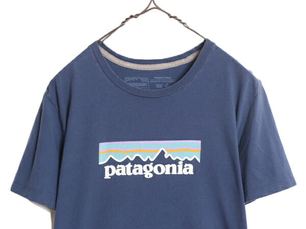 20年製 パタゴニア プリント 半袖 Tシャツ レディース L 古着 Patagonia アウトドア P-6 ボックスロゴ オーガニック コットン パステル 紺