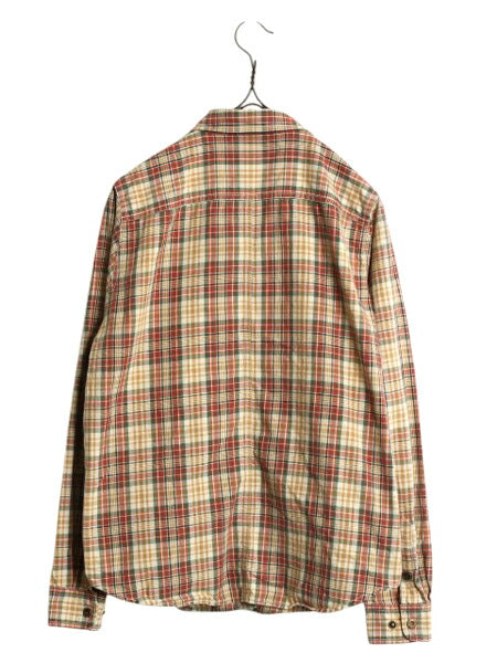 90s LAUREN ラルフローレン 長袖 フィッシング シャツ レディース M 古着 オールド ポロ コットン チェック サファリ 多ポケット長袖シャツ