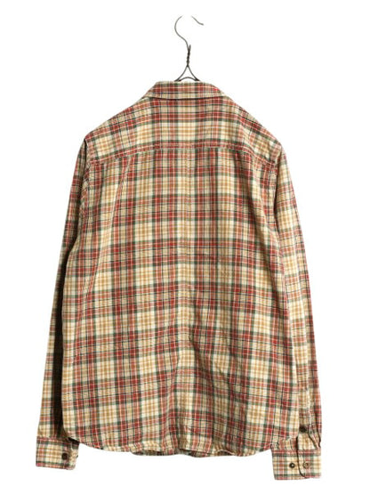 90s LAUREN ラルフローレン 長袖 フィッシング シャツ レディース M 古着 オールド ポロ コットン チェック サファリ 多ポケット長袖シャツ