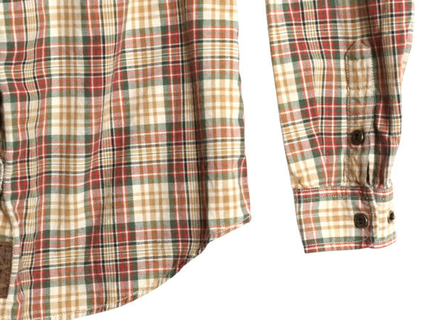 90s LAUREN ラルフローレン 長袖 フィッシング シャツ レディース M 古着 オールド ポロ コットン チェック サファリ 多ポケット長袖シャツ