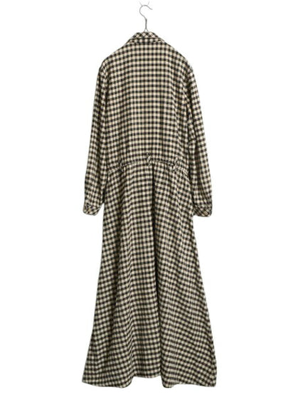 00s オービス チェック フランネル ロング シャツ ワンピース レディース M 古着 オールド ネルシャツ アウトドア ロング丈 プルオーバー