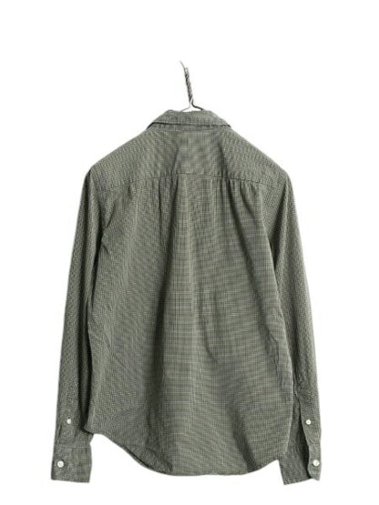 90s LAUREN ラルフローレン チェック 長袖 シャツ レディース M / オールド ポロ ストレッチ コットン ワンポイント ポケット付き Yシャツ