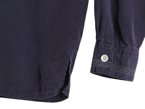 90s OLD GAP 100% レーヨン ループ留め オープンカラー 長袖 シャツ レディース S / オールド ギャップ ブラウス ステッチ入り ボックス 紺