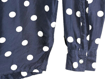 高級 100% シルク 80s 90s BILL BLASS ドット 総柄 長袖 シャツ レディース M オールド ヴィンテージ ブラウス ドレスシャツ 水玉 ツートン