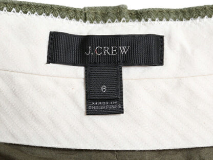 J CREW 100% リネン スカート レディース M 程 無地 ひざ丈 ひざ上丈 ミニスカート ヘリンボーン ヴィンテージ イギリス軍 アーミー カーキ