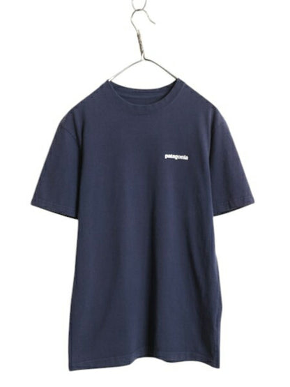 パタゴニア 両面 プリント 半袖 Tシャツ メンズ S / 18年製 Patagonia アウトドア P6 バックプリント ボックスロゴ クルーネック ネイビー