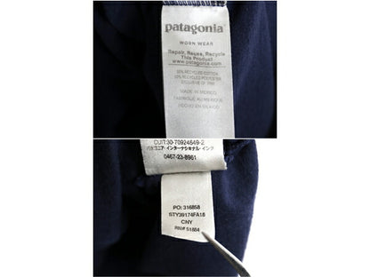 パタゴニア 両面 プリント 半袖 Tシャツ メンズ S / 18年製 Patagonia アウトドア P6 バックプリント ボックスロゴ クルーネック ネイビー