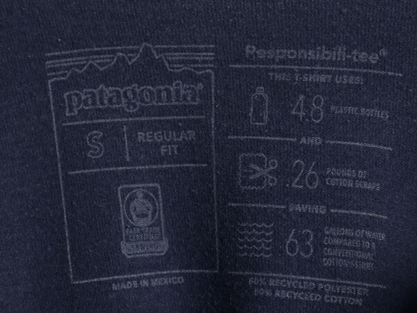 パタゴニア 両面 プリント 半袖 Tシャツ メンズ S / 18年製 Patagonia アウトドア P6 バックプリント ボックスロゴ クルーネック ネイビー