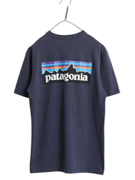 パタゴニア 両面 プリント 半袖 Tシャツ メンズ S / 18年製 Patagonia アウトドア P6 バックプリント ボックスロゴ クルーネック ネイビー