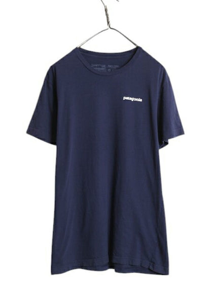 パタゴニア 両面 プリント 半袖 Tシャツ メンズ L / 18年製 オーガニック コットン スリムフィット バックプリント ボックスロゴ ネイビー