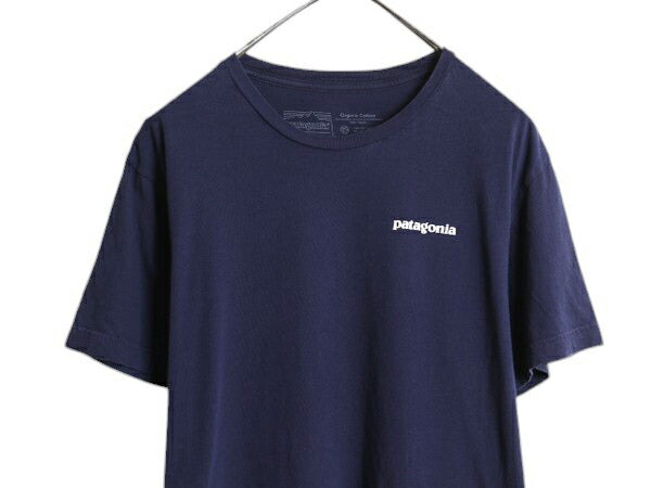 パタゴニア 両面 プリント 半袖 Tシャツ メンズ L / 18年製 オーガニック コットン スリムフィット バックプリント ボックスロゴ ネイビー