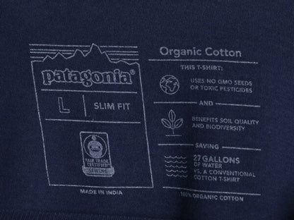 パタゴニア 両面 プリント 半袖 Tシャツ メンズ L / 18年製 オーガニック コットン スリムフィット バックプリント ボックスロゴ ネイビー