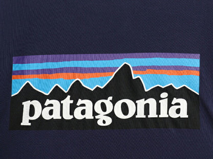 パタゴニア 両面 プリント 半袖 Tシャツ メンズ L / 18年製 オーガニック コットン スリムフィット バックプリント ボックスロゴ ネイビー