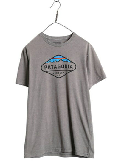 パタゴニア プリント 半袖 Tシャツ メンズ M / 17年製 アウトドア フィッツロイ クレスト グラフィック オーガニック コットン スリム 灰