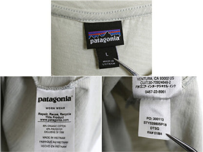 パタゴニア ポケット付き 半袖 Tシャツ レディース L 古着 18年製 Patagonia アウトドア 無地 ポケT オーガニックコットン ポケットTシャツ