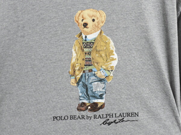 ポロベア ポロ ラルフローレン プリント 半袖 Tシャツ メンズ L 古着 キャラクター クルーネック シングルステッチ ロゴT プリントT グレー