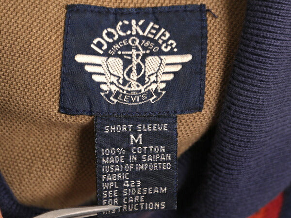 90s ドッカーズ リーバイス 総柄 鹿の子 半袖 ポロシャツ メンズ M 古着 DOCKERS LEVIS 90年代 オールド 半袖シャツ コットン マルチカラー