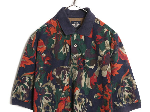 90s ドッカーズ リーバイス 総柄 鹿の子 半袖 ポロシャツ メンズ M 古着 DOCKERS LEVIS 90年代 オールド 半袖シャツ コットン マルチカラー