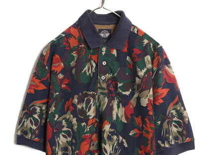 90s ドッカーズ リーバイス 総柄 鹿の子 半袖 ポロシャツ メンズ M 古着 DOCKERS LEVIS 90年代 オールド 半袖シャツ コットン マルチカラー