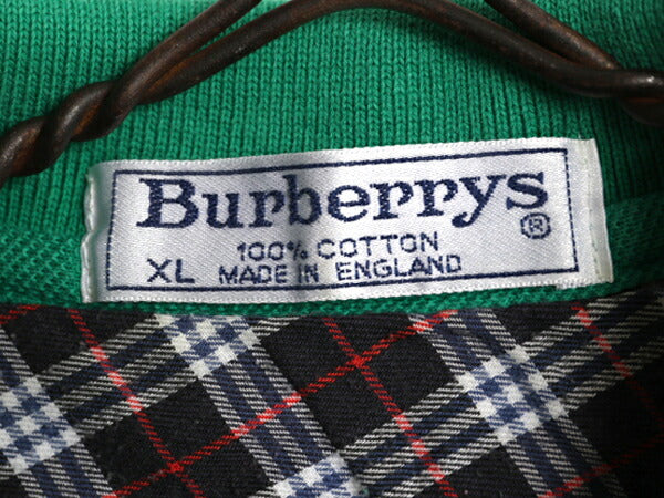 90s イギリス製 バーバリー 鹿の子 半袖 ポロシャツ メンズ XL 旧タグ オールド BURBERRYS 半袖シャツ ノバチェック ボックス コットン 緑