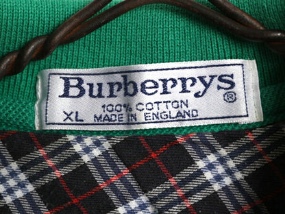 90s イギリス製 バーバリー 鹿の子 半袖 ポロシャツ メンズ XL 旧タグ オールド BURBERRYS 半袖シャツ ノバチェック ボックス コットン 緑