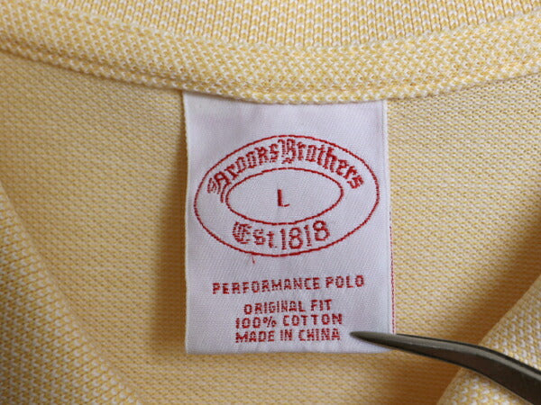 ブルックスブラザーズ 鹿の子 半袖 ポロシャツ メンズ L / Brooks Brothers 半袖シャツ ワンポイント オリジナル フィット ライト イエロー